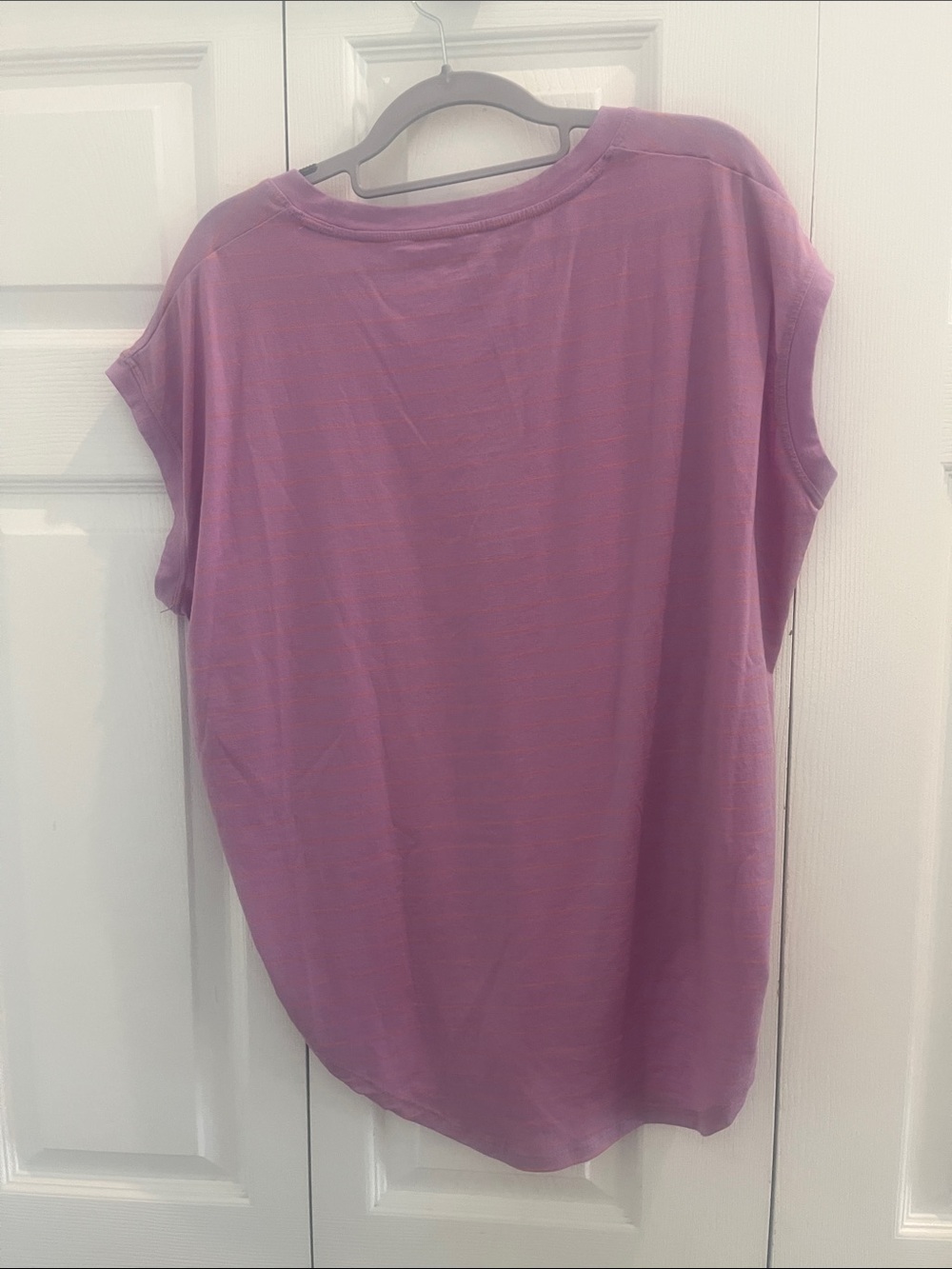 Relaxed Scoop Neck Short Sleeve Top - Lavender - Picture 6 of 6